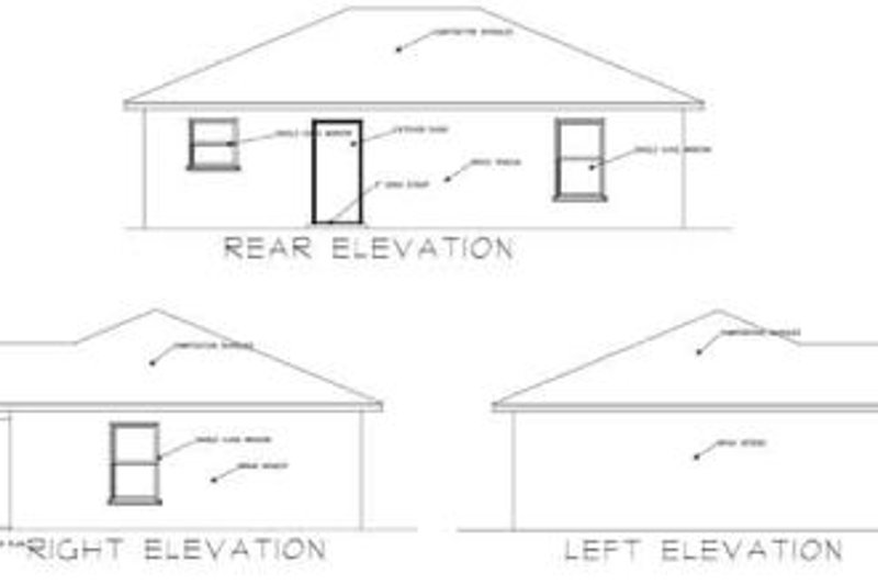 Dream House Plan - Exterior - Rear Elevation for Ranch House Plan #1-129 - 3 bed, 1 bath