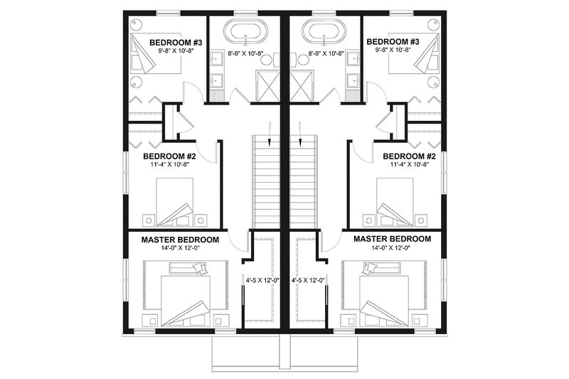 Architectural House Design - Floor Plan - Upper Floor for Modern House Plan #23-2855 - 4 bed, 2.5 bath