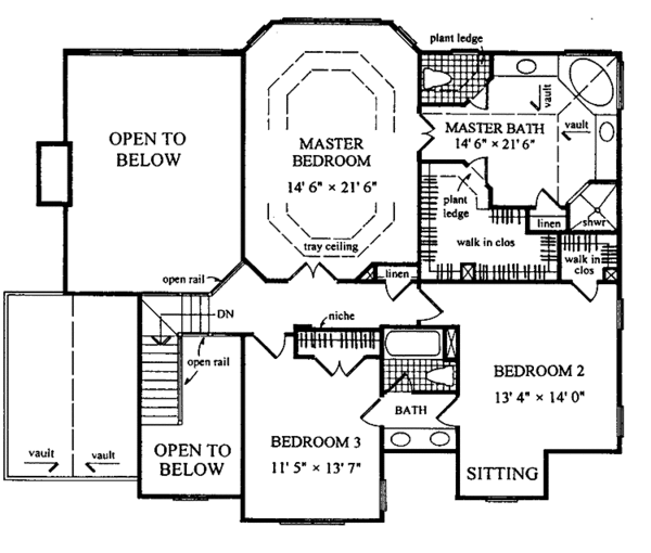 Home Plan - Tudor Floor Plan - Upper Floor Plan #54-255
