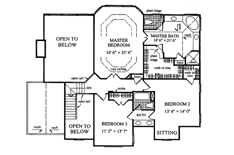 Home Plan - Floor Plan - Upper Floor for Tudor House Plan #54-255 - 4 bed, 3 bath