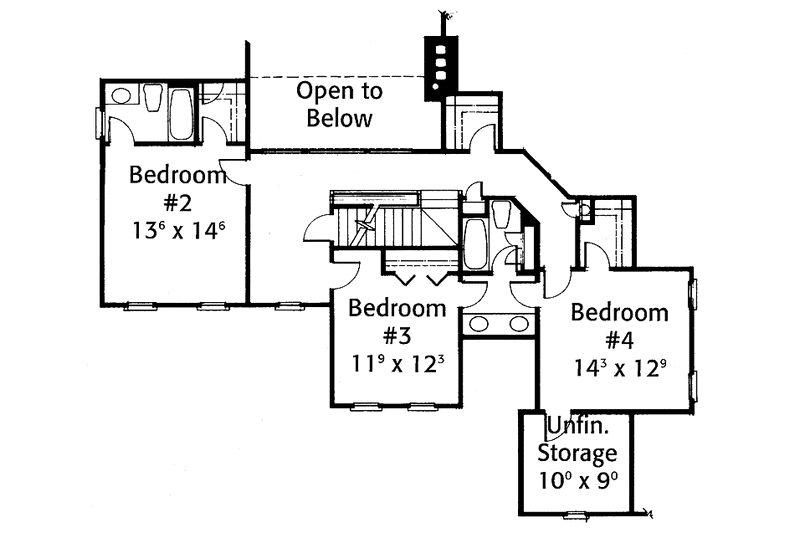 Home Plan - Floor Plan - Upper Floor for Country House Plan #429-309 - 4 bed, 3.5 bath