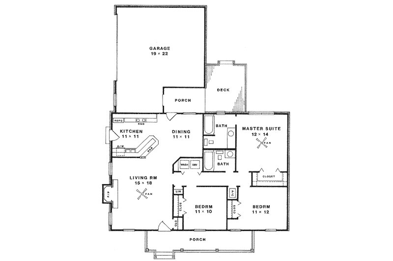 Home Plan - Floor Plan - Main Floor for Country House Plan #14-147 - 3 bed, 2 bath