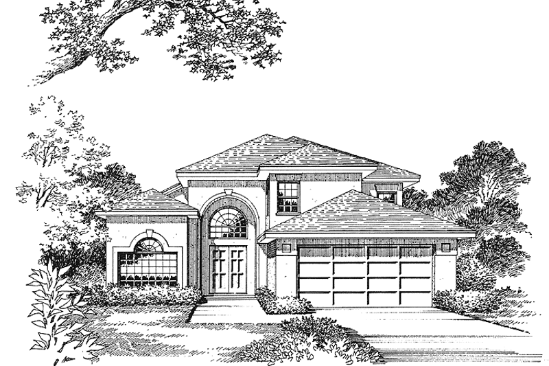 Home Plan - Exterior - Front Elevation 3 for Mediterranean House Plan #417-489 - 4 bed, 2.5 bath