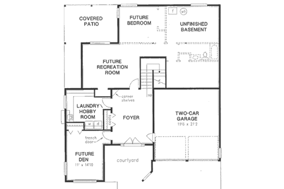Floor Plan - Lower Floor for European House Plan #18-9162 - 3 bed, 2 bath