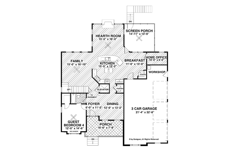 Architectural House Design - Floor Plan - Main Floor for Traditional House Plan #56-680 - 4 bed, 4 bath