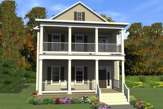 Exterior - Front Elevation for Southern House Plan #63-406 - 3 bed, 3 bath