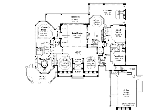 Floor Plan - Main Floor for Mediterranean House Plan #930-107 - 4 bed, 4.5 bath