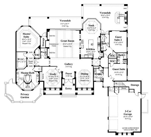 Architectural House Design - Mediterranean Floor Plan - Main Floor Plan #930-107