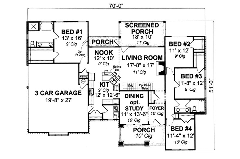 Dream House Plan - Floor Plan - Main Floor for Cottage House Plan #513-2048 - 4 bed, 2 bath