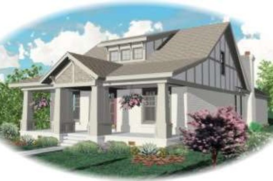Exterior - Front Elevation for Bungalow House Plan #81-1121 - 3 bed, 3 bath