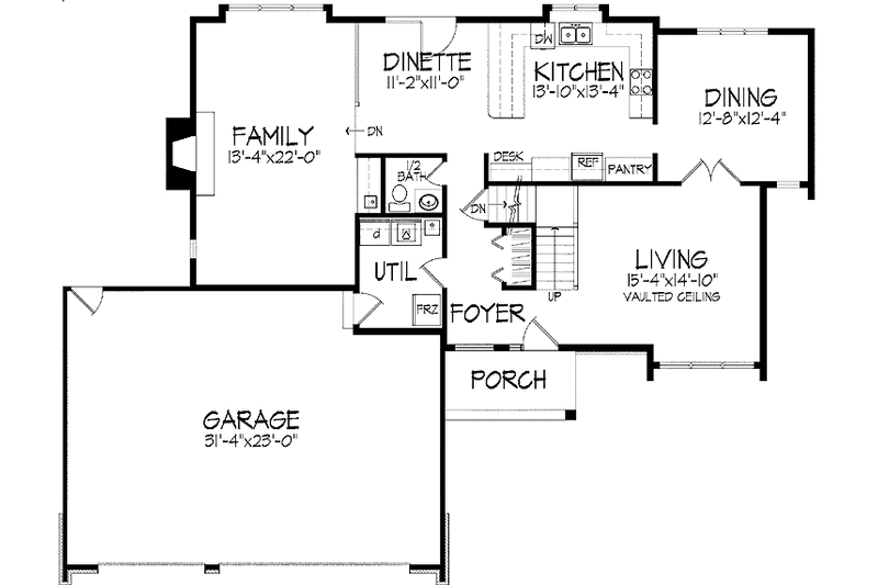Home Plan - Floor Plan - Main Floor for Contemporary House Plan #51-854 - 4 bed, 2.5 bath