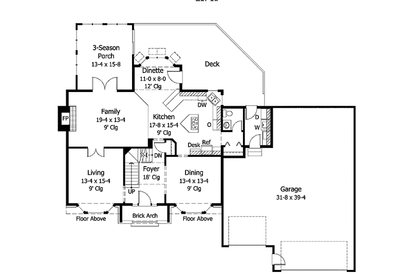 House Blueprint - Floor Plan - Main Floor for European House Plan #51-896 - 3 bed, 2.5 bath
