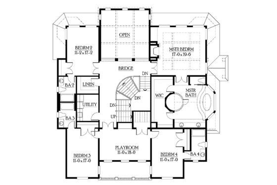 Floor Plan - Upper Floor for Classical House Plan #132-512 - 5 bed, 5.5 bath