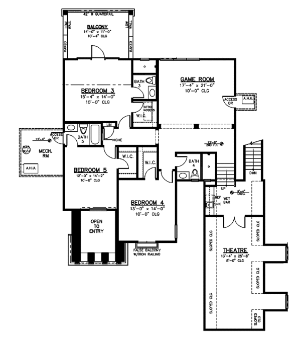 House Blueprint - Mediterranean Floor Plan - Upper Floor Plan #1019-12