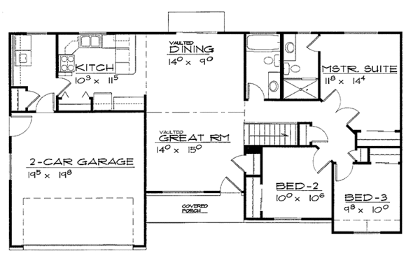 Home Plan - Ranch Floor Plan - Main Floor Plan #308-295