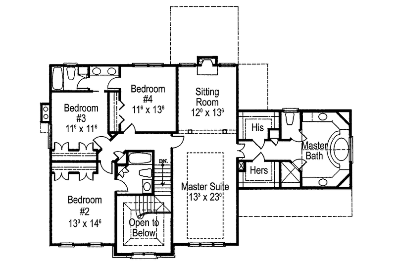 Home Plan - Floor Plan - Upper Floor for Country House Plan #429-267 - 4 bed, 3.5 bath