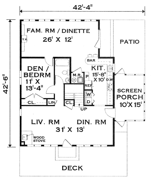 Architectural House Design - Traditional Floor Plan - Main Floor Plan #3-280