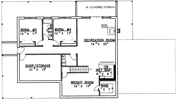 Architectural House Design - Floor Plan - Lower Floor for Traditional House Plan #117-322 - 4 bed, 3 bath