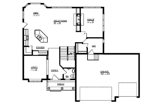 Floor Plan - Main Floor for Traditional House Plan #320-498 - 4 bed, 2.5 bath