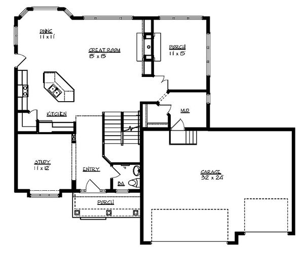 Home Plan - Traditional Floor Plan - Main Floor Plan #320-498