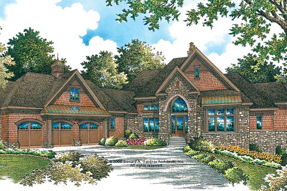 Exterior - Front Elevation 5 for European House Plan #929-896 - 5 bed, 5.5 bath