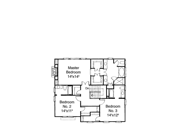Home Plan - Floor Plan - Upper Floor 1 for Classical House Plan #429-166 - 3 bed, 3.5 bath