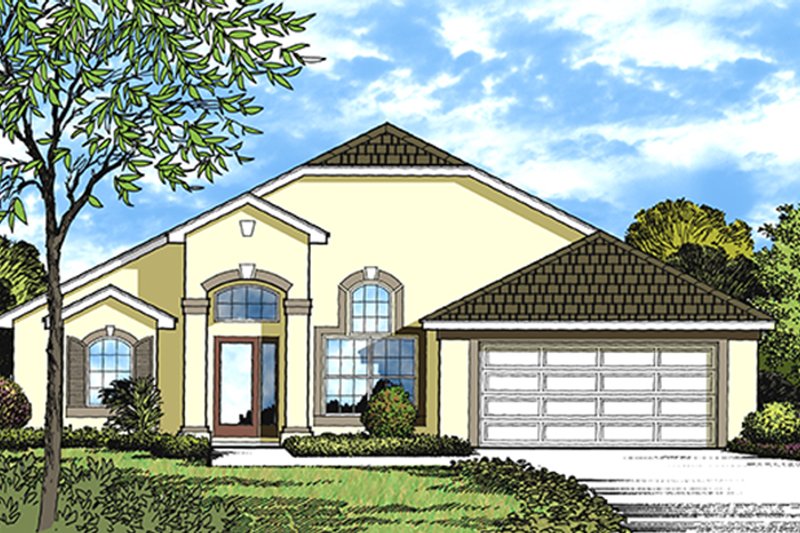 Architectural House Design - Exterior - Front Elevation 3 for Mediterranean House Plan #417-818 - 3 bed, 2 bath