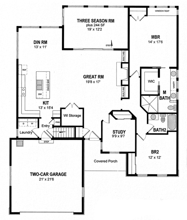 Home Plan - Colonial Floor Plan - Main Floor Plan #316-285