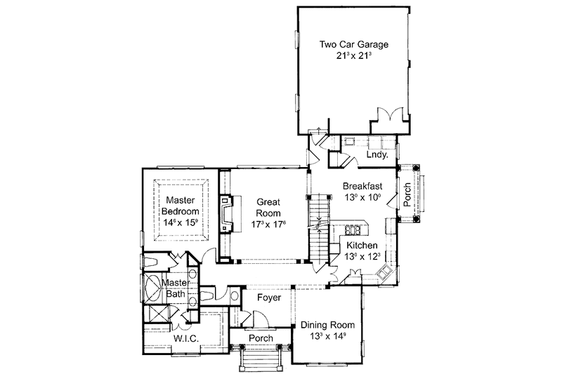 House Blueprint - Floor Plan - Main Floor for Colonial House Plan #429-158 - 3 bed, 2.5 bath