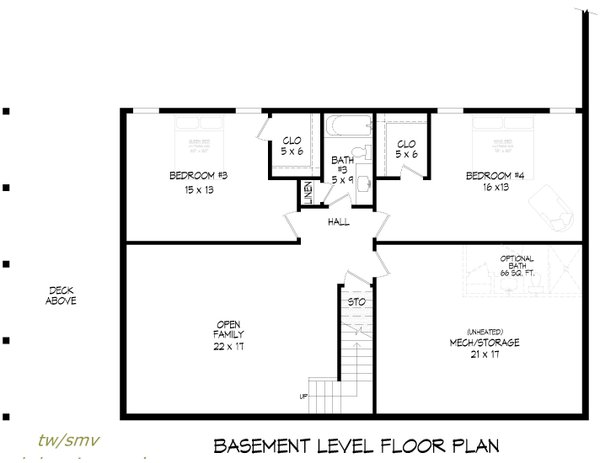 House Blueprint - Country Floor Plan - Lower Floor Plan #932-1387