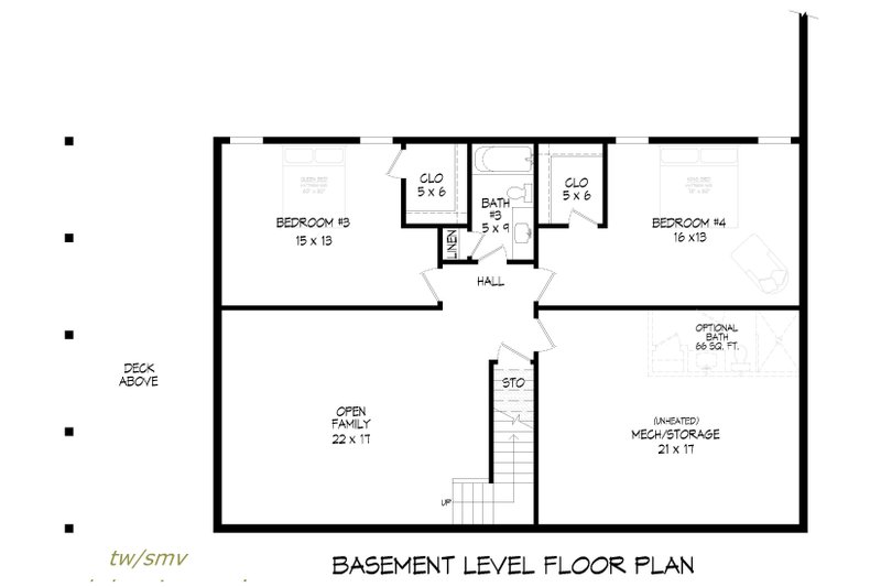 Architectural House Design - Floor Plan - Lower Floor for Country House Plan #932-1387 - 4 bed, 3.5 bath