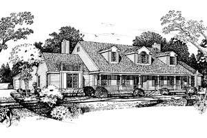 Country Exterior - Front Elevation Plan #72-1007