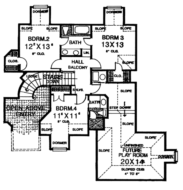 House Plan Design - Country Floor Plan - Upper Floor Plan #310-1128