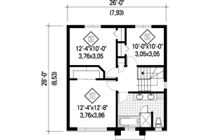 Floor Plan - Upper Floor for Contemporary House Plan #25-4295 - 3 bed, 1 bath