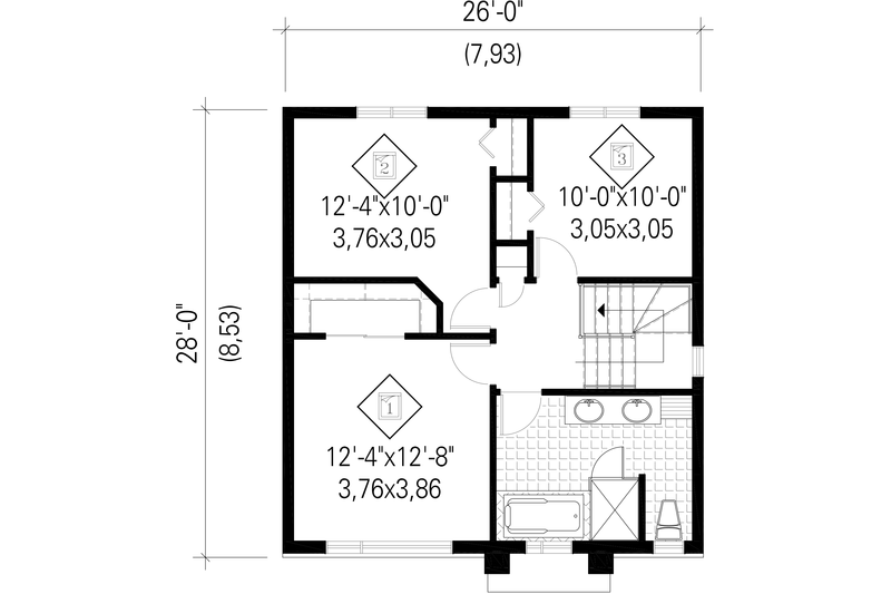 Dream House Plan - Floor Plan - Upper Floor for Contemporary House Plan #25-4295 - 3 bed, 1 bath