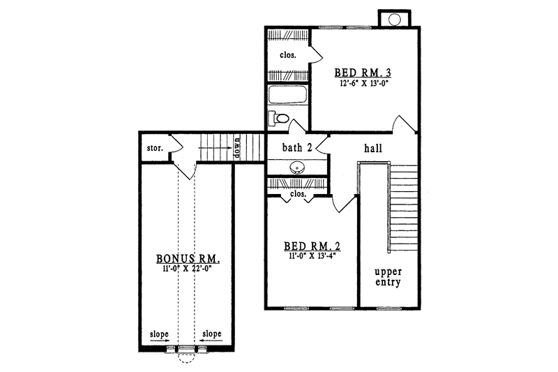 Home Plan - Floor Plan - Upper Floor for Country House Plan #42-494 - 3 bed, 2.5 bath
