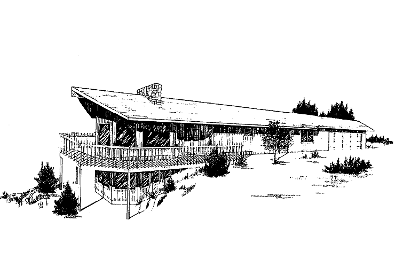 Home Plan - Exterior - Front Elevation 3 for Contemporary House Plan #60-844 - 3 bed, 2.5 bath