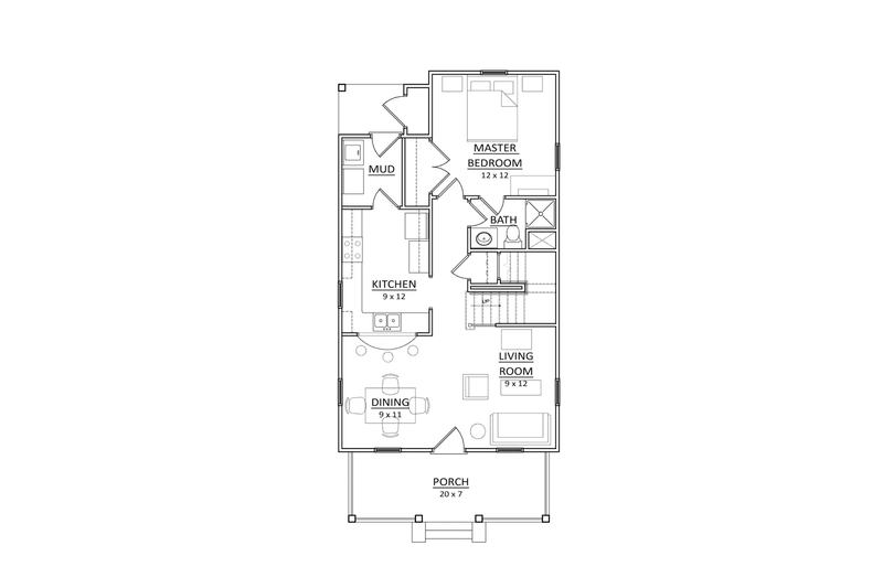 Home Plan - Floor Plan - Main Floor for Craftsman House Plan #936-4 - 3 bed, 2 bath