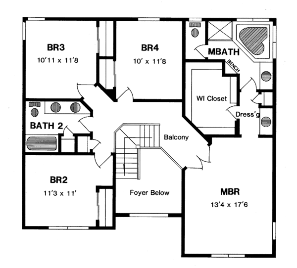 Dream House Plan - Traditional Floor Plan - Upper Floor Plan #316-222