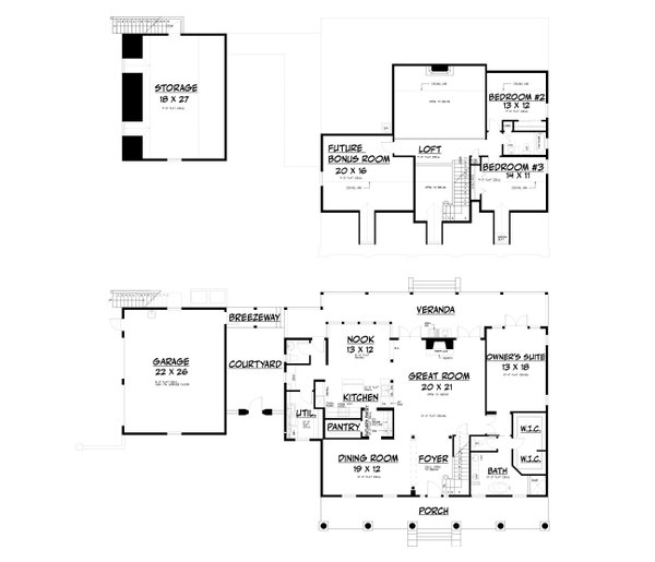 Southern Floor Plan - Main Floor Plan #76-131