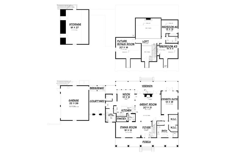 House Design - Floor Plan - Main Floor for Southern House Plan #76-131 - 3 bed, 2.5 bath