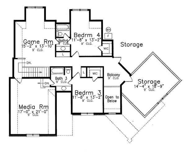 Architectural House Design - Country Floor Plan - Upper Floor Plan #52-259