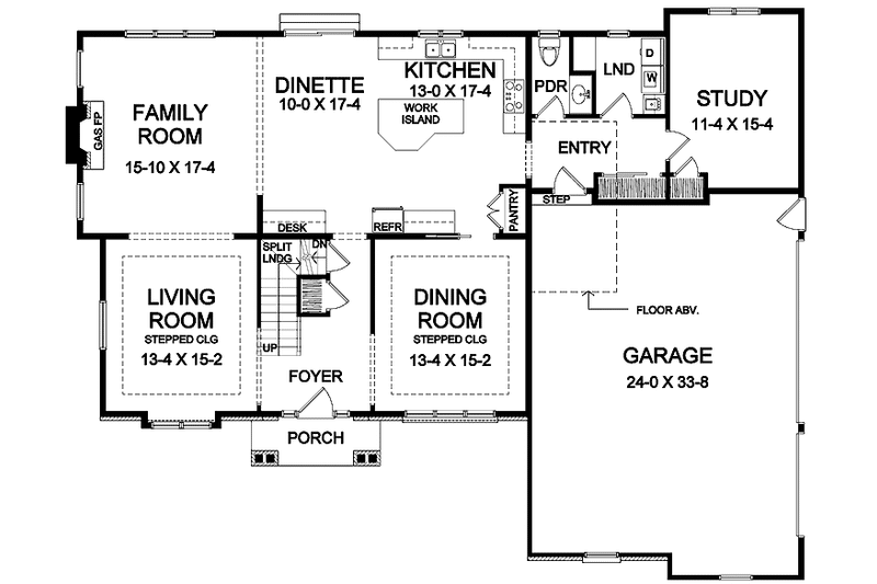 Home Plan - Floor Plan - Main Floor for Craftsman House Plan #328-349 - 4 bed, 2.5 bath