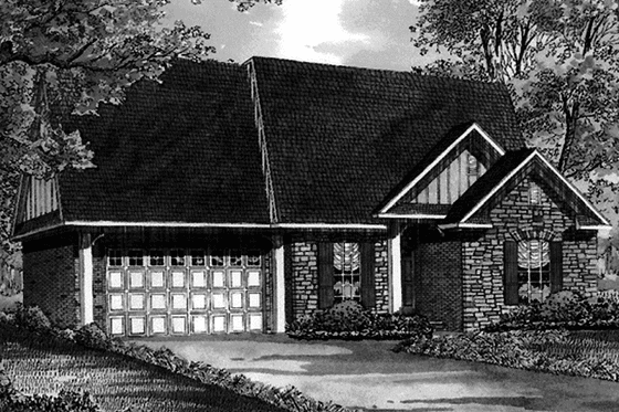 Exterior - Front Elevation 3 for European House Plan #17-3047 - 3 bed, 2 bath