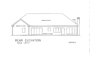 Exterior - Rear Elevation for Ranch House Plan #56-662 - 4 bed, 2 bath