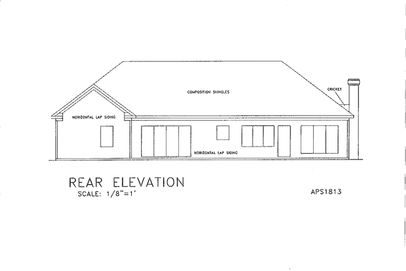 Home Plan - Exterior - Rear Elevation for Ranch House Plan #56-662 - 4 bed, 2 bath