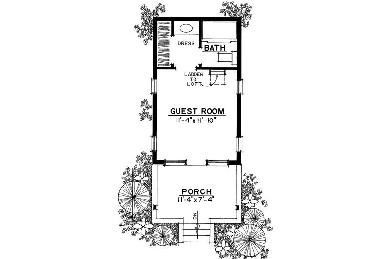 House Blueprint - Floor Plan - Main Floor for Country House Plan #1016-71 - 1 bed, 1 bath