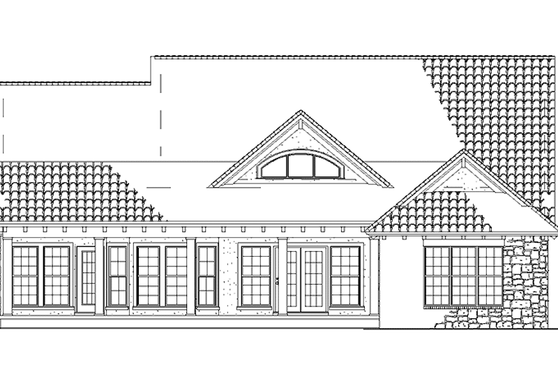 Home Plan - Exterior - Rear Elevation for Mediterranean House Plan #17-2925 - 3 bed, 2 bath