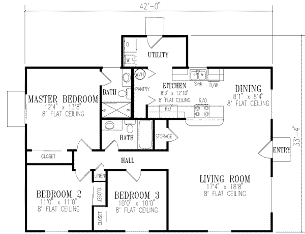 Adobe / Southwestern Floor Plan - Main Floor Plan #1-208