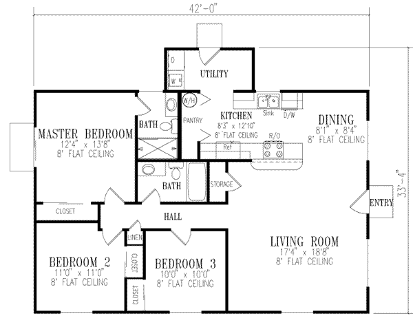 Architectural House Design - Adobe / Southwestern Floor Plan - Main Floor Plan #1-208